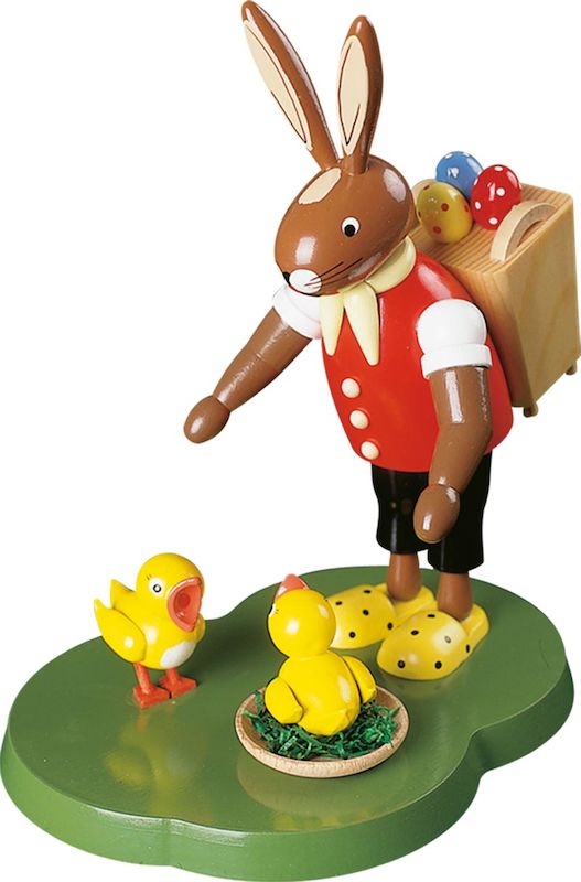 Hase stehend mit Korb und Kücken